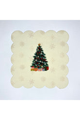 Yılbaşı Çam Ağacı Desenli Dijital Baskılı Kokteyl Peçetesi Yıkanabilir Lazer Kesimli